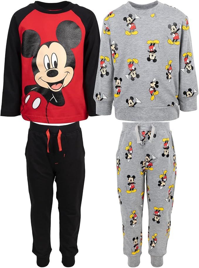 Disney Mickey Mouse 4 Piece Outfit Set Sweatshirt T-Shirt Pants | Amazon (US)