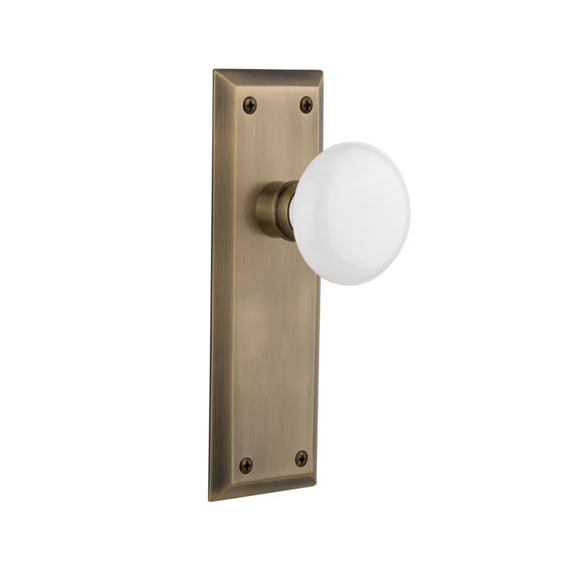 Nostalgic Warehouse New York Plate with White Porcelain Door Knob | Wayfair | Wayfair North America