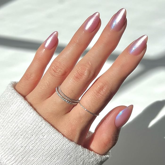 Glamnetic Press On Nails - Seaspell | Short Almond Pink Fake Nails with a Velvet Finish, Salon Qu... | Amazon (US)