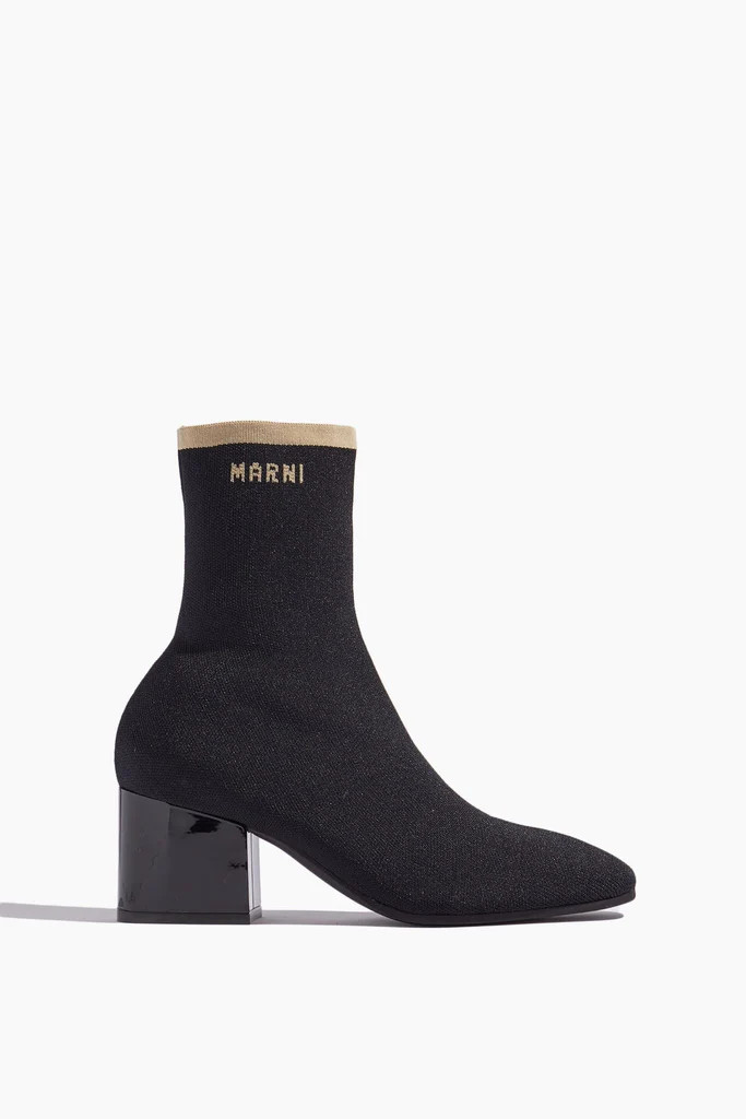 Knit Ankle Boot in Black/Ecru | Hampden Clothing