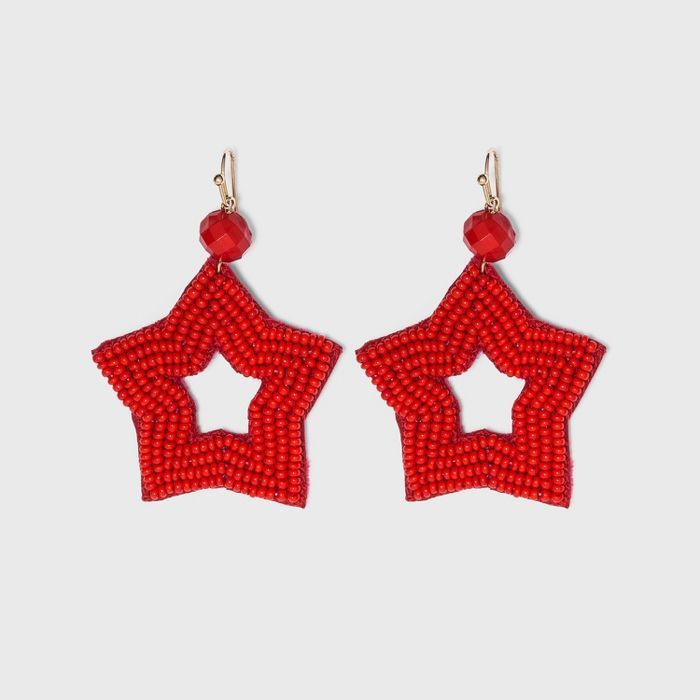Americana Seedbead Star Earrings - Red | Target