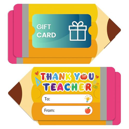 LIJUGITF 4 Pack Teacher Appreciation Gift Card Holders with Envelopes, Thank You Teacher Greeting Cards, Money and Gift Card Sleeves for Teachers Appreciation Week, Back to School, End of Year Gifts | Amazon (US)