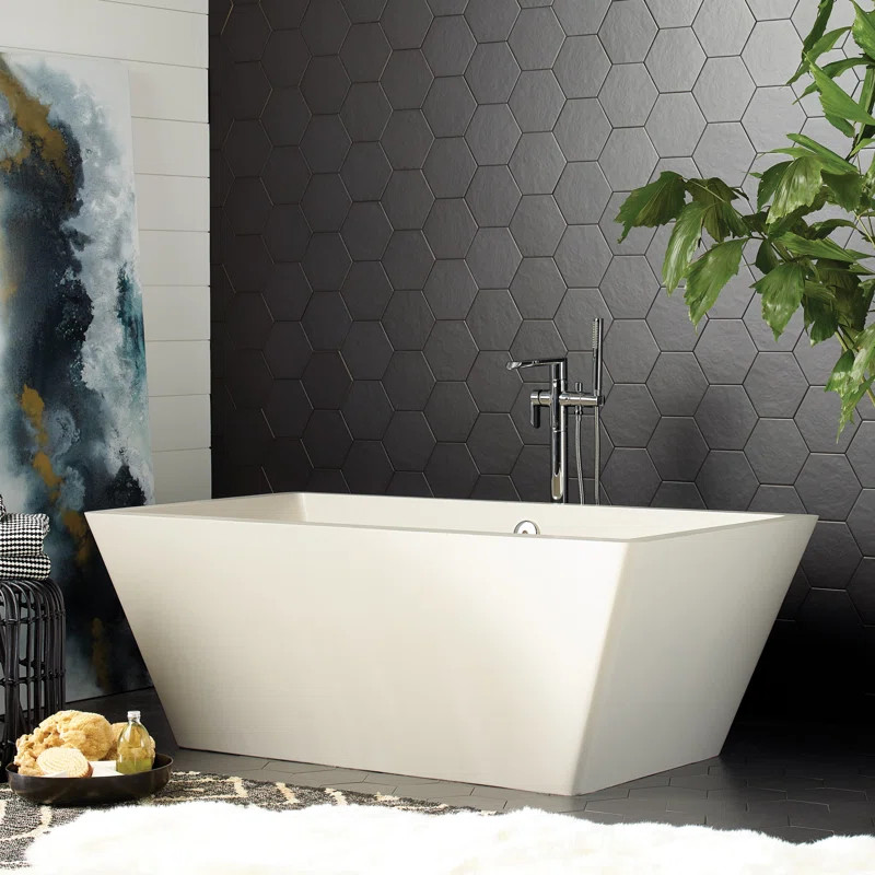NativeStone 66" x 34" Freestanding Soaking Cement Bathtub | Wayfair North America
