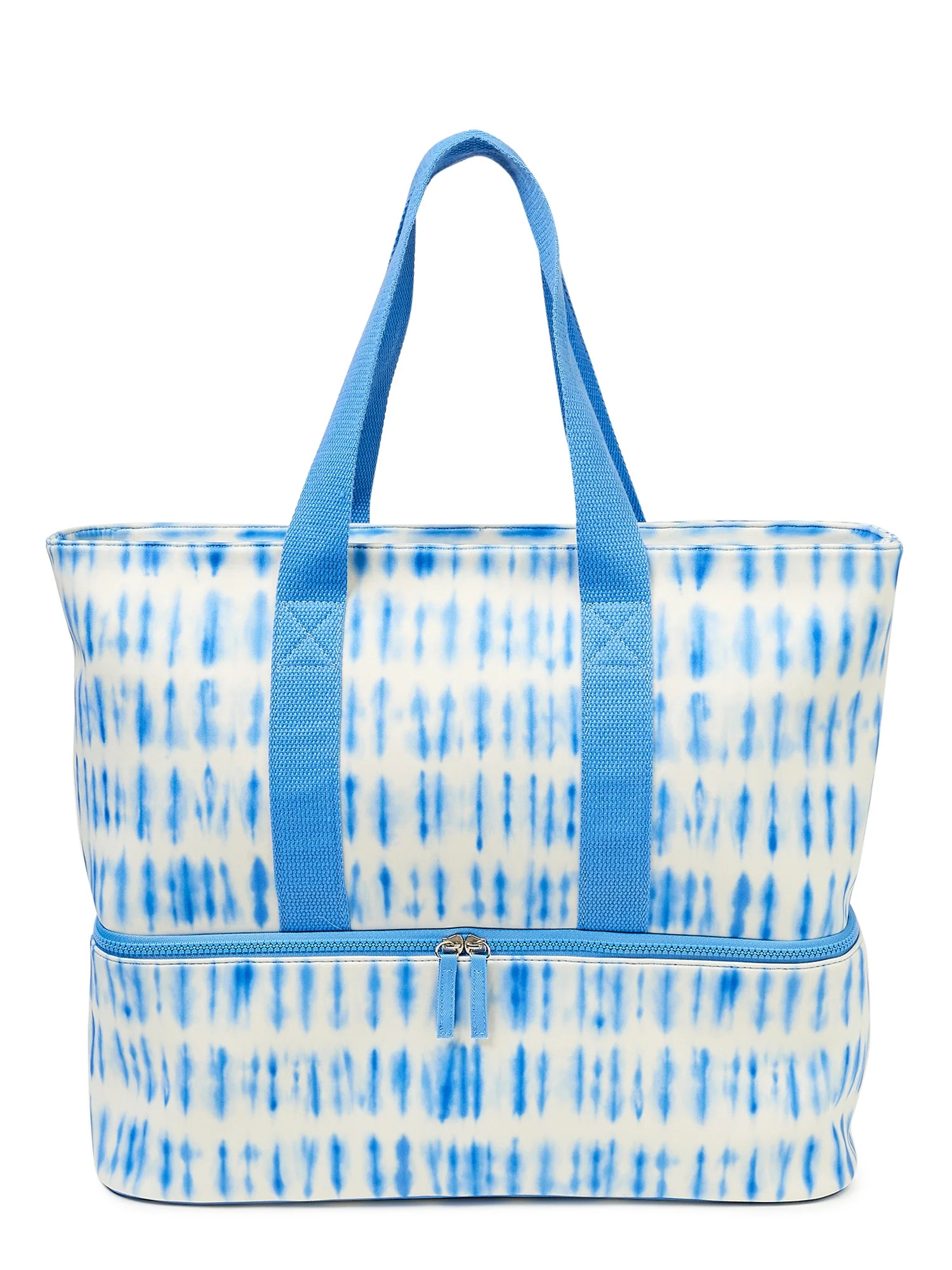 No Boundaries Women’s Beach Tote Bag with Zip Bottom Cooler Peri Ocean Tie Dye | Walmart (US)
