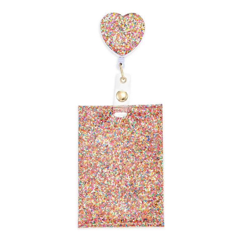 Solutions Rainbow Glitter Heart Retractable Badge/Card Holder | Walmart (US)