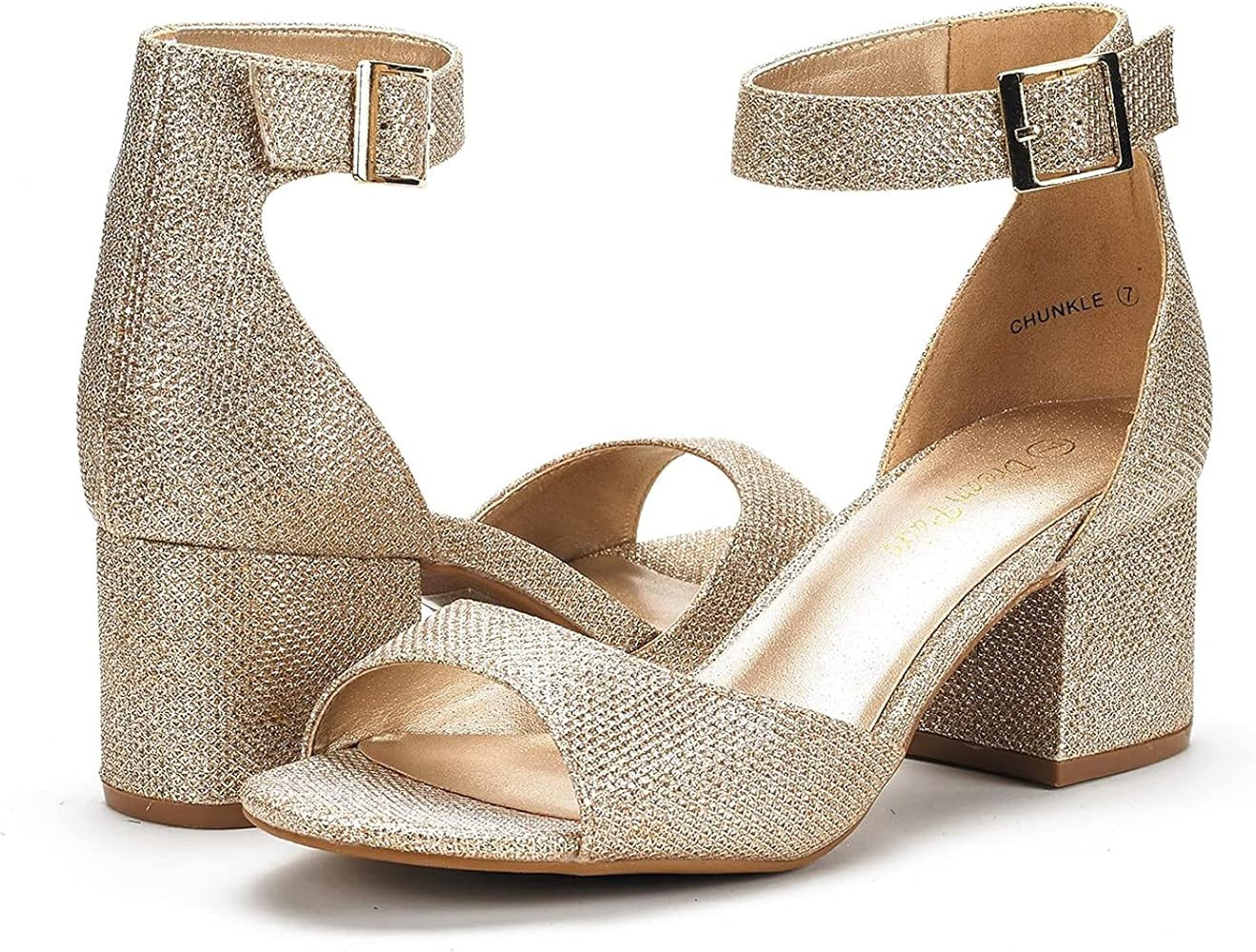 DREAM PAIRS Women's Chunkle Low Heel Pump Sandals | Amazon (US)