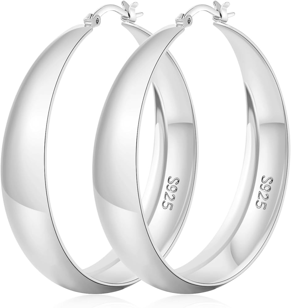 Senteria 12mm Wide Thick Hoop Earrings 925 Sterling Silver Hoop Earrings for Women Hypoallergenic... | Amazon (US)