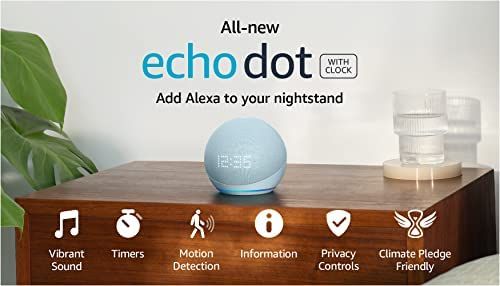 All-New Echo Dot (5th Gen, 2022 release) with clock | Smart speaker with clock and Alexa | Cloud ... | Amazon (US)