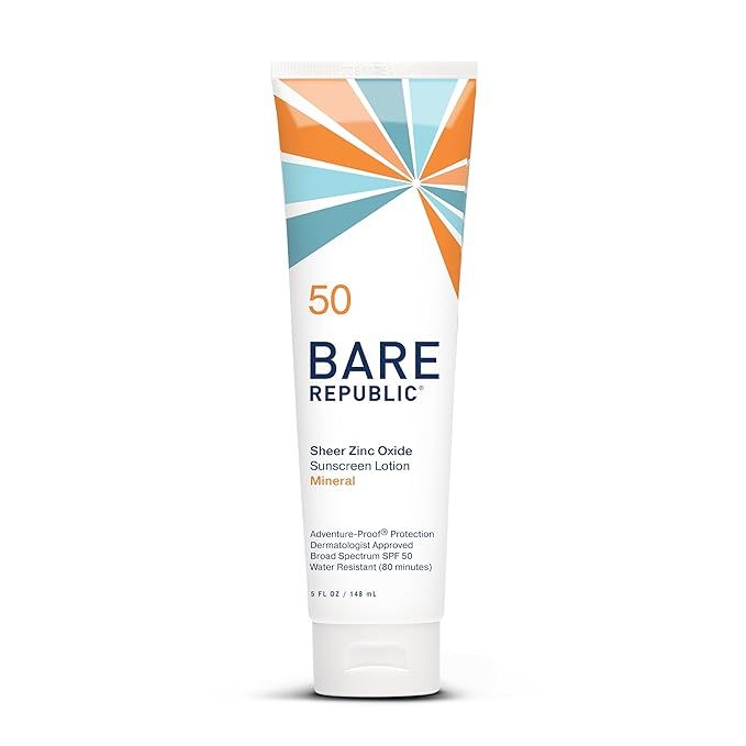 Bare Republic Sport Mineral Sunscreen SPF 50 Sunblock Body Lotion, Free of Chemical Actives, Vani... | Amazon (US)
