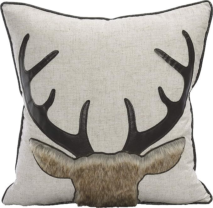 Little Funny Deer Throw Pillow Covers Farmhouse Deer Head Couch Pillow Decorative Linen Fur Deer ... | Amazon (US)