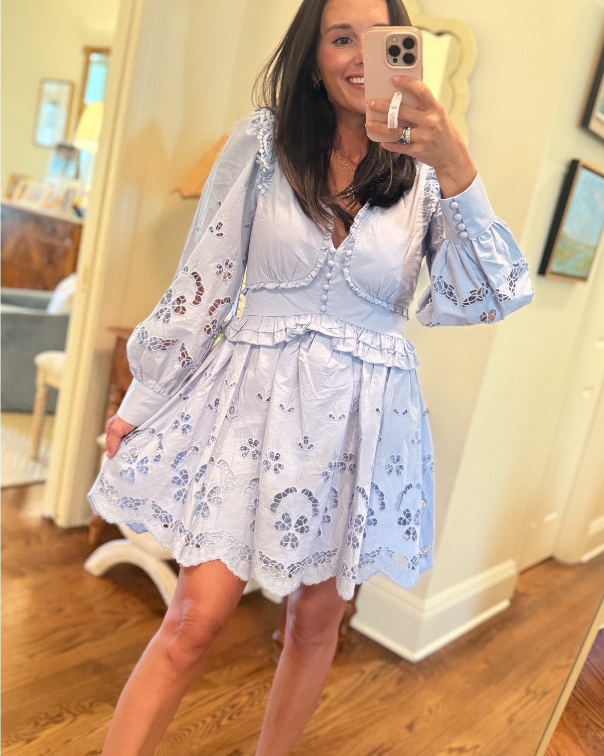 Cutest long sleeve embroidered dress with new dolce vita heels! I cannot stop wearing either!! Took XS in dress! 

#LTKmomlife #LTKgrwm #LTKdayinmylife