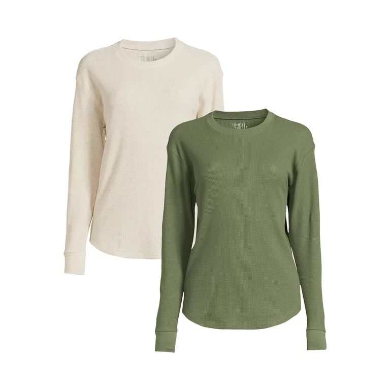 Time and Tru Women's Thermal Top with Long Sleeves, 2-Pack, Sizes XS-XXXL - Walmart.com | Walmart (US)