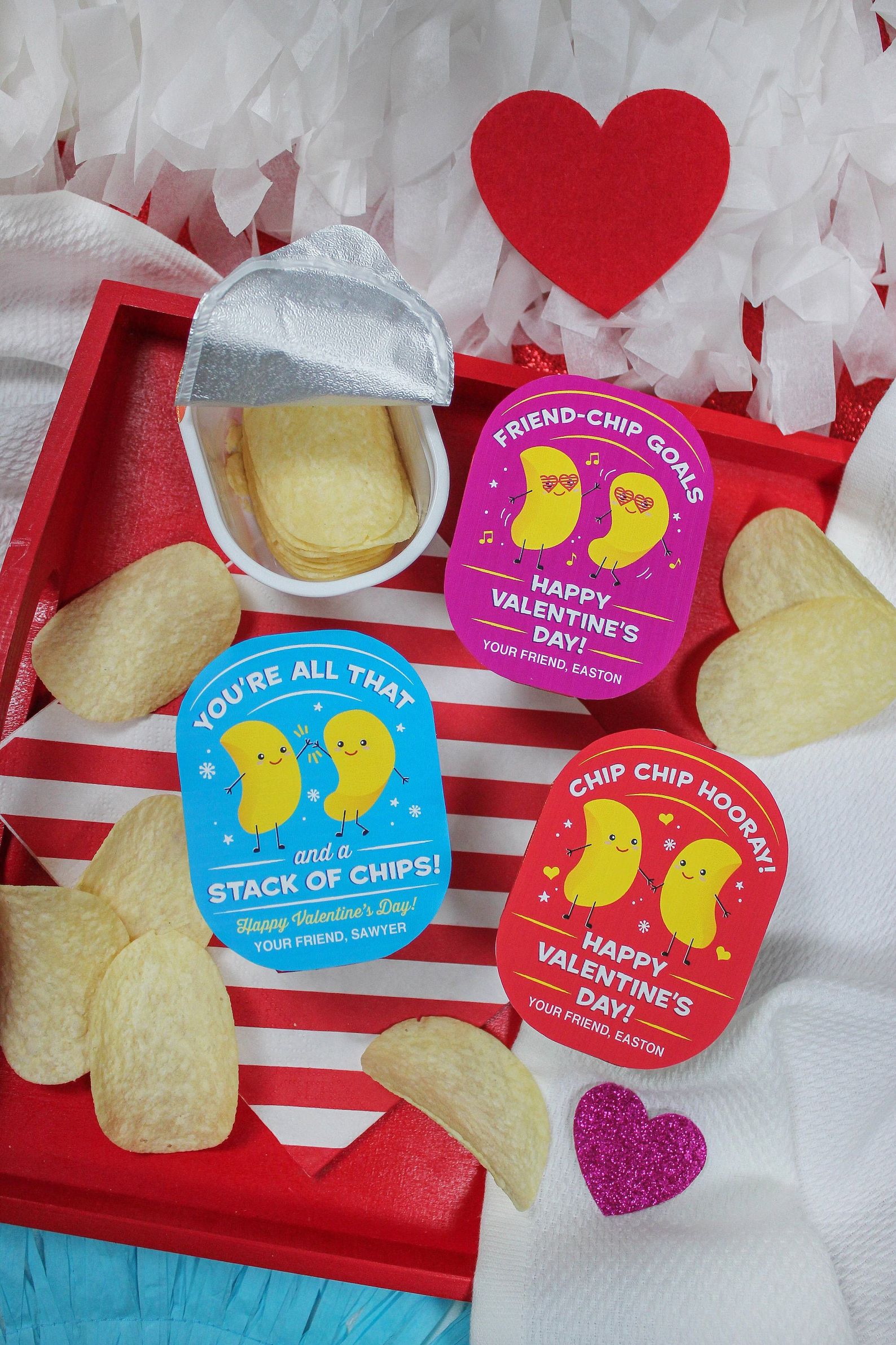 Chips Kids Valentines Printable - For Pringles snack size chips, kids valentine, school valentine... | Etsy (US)