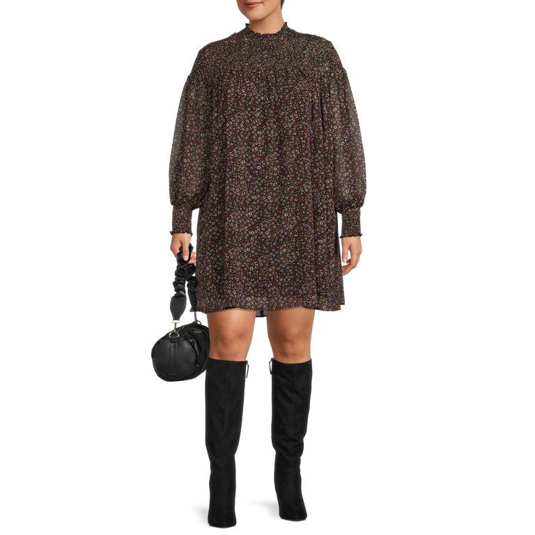 Terra & Sky Women's Plus Size Smocked Midi Dress | Walmart (US)