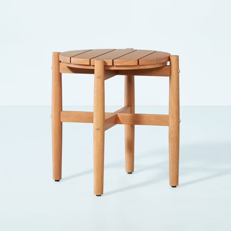 Slat Wood Outdoor Round Accent Table - Natural - Hearth & Hand™ with Magnolia | Target