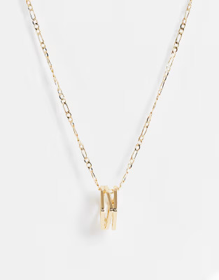 DesignB cutout square figaro chain pendant in gold | ASOS (Global)