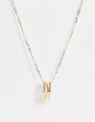 DesignB cutout square figaro chain pendant in gold | ASOS (Global)