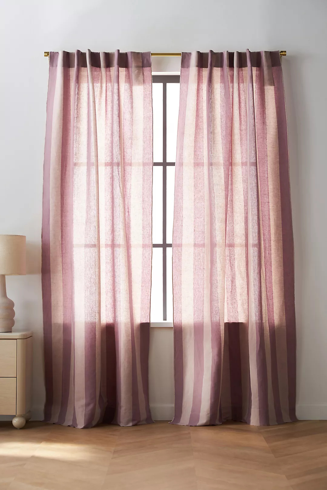 Pallido Cotton Linen Blend Woven Striped Curtain | Anthropologie (US)