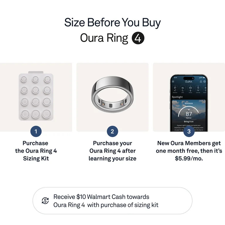 Oura Ring 4, Silver, Size 9, Smart Wearable, Sleep, Fitness & Heart Rate Tracker, 8-Day Battery (... | Walmart (US)