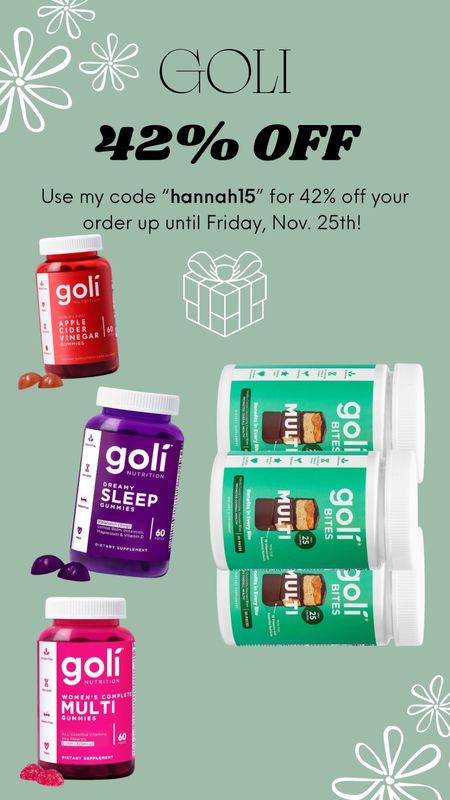 My fav Goli vitamins & they are 42% off with my code “hannah15” until Fri, November 25th 🌸 these make the perfect stocking stuffer too! 

#LTKsalealert #LTKhome #LTKbeauty