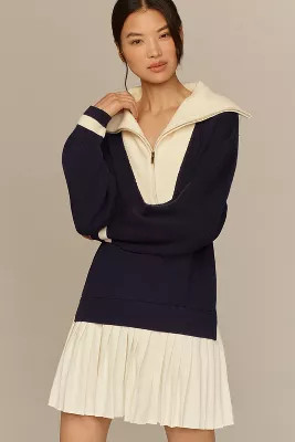 Flat White Varsity Sweater Twofer Mini Dress | Anthropologie (US)