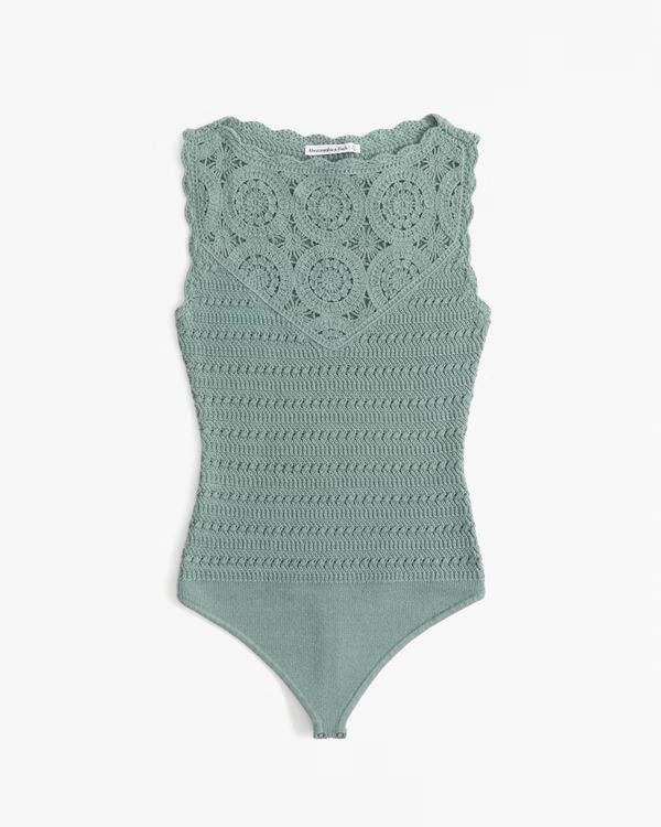 Crochet-Style Mosaic Tile Bodysuit | Abercrombie & Fitch (US)