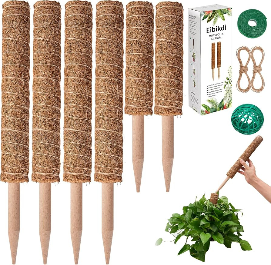 Eibikdi 6 Pcs Moss Pole Extending to 68 Inches for Plants Monstera, Plant Support Stakes for Indo... | Amazon (US)
