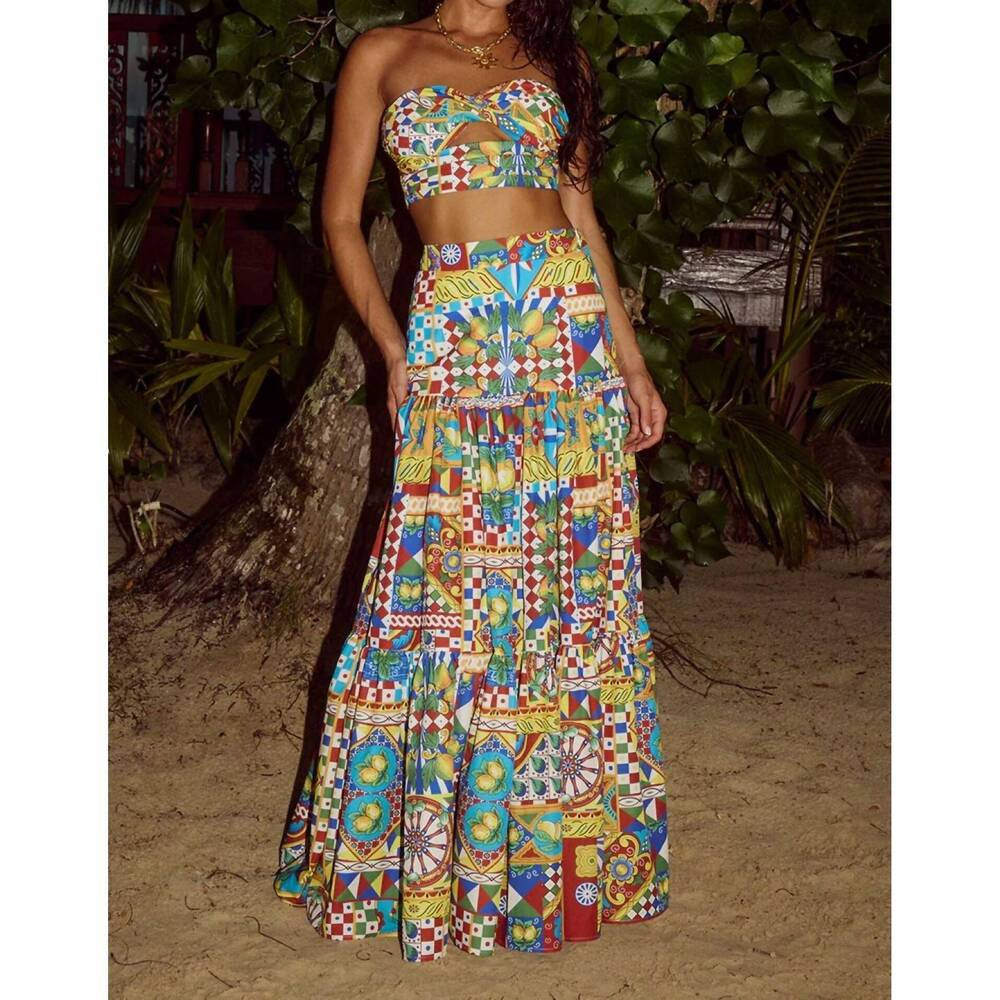 NEW RUNAWAY THE LABEL ayla maxi skirt in phaedra print | Poshmark