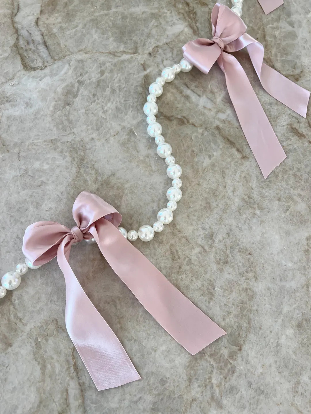 Pearl and Bow Garland, Baby Shower Bow Decor, Bridal Garland, Pink Bow for Nursery, Bow Room Deco... | Etsy (US)