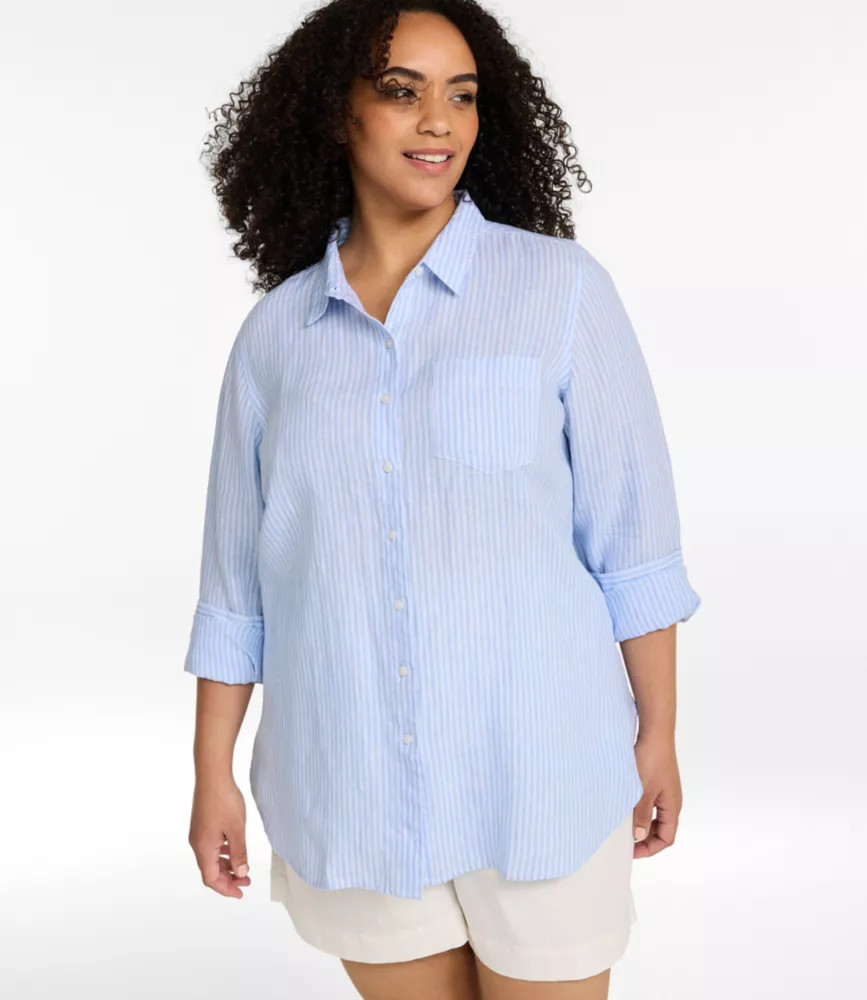 Women's Premium Washable Linen Shirt, Tunic Stripe | L.L. Bean