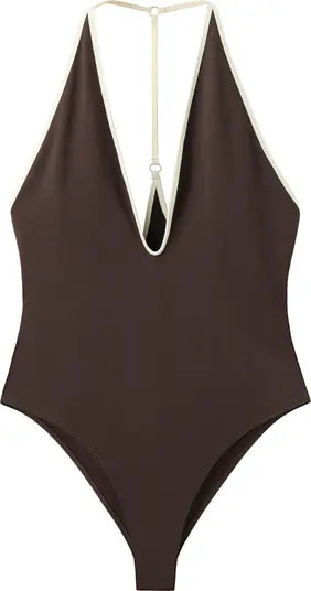 MANGO Plunge Racerback One-Piece Swimsuit | Nordstrom | Nordstrom