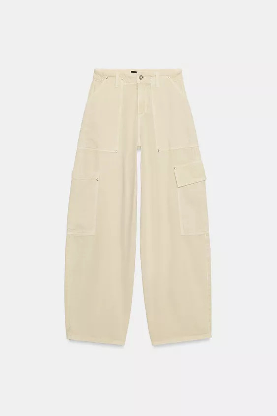 Z1975 MID-WAIST BARREL CARGO JEANS | Zara UK