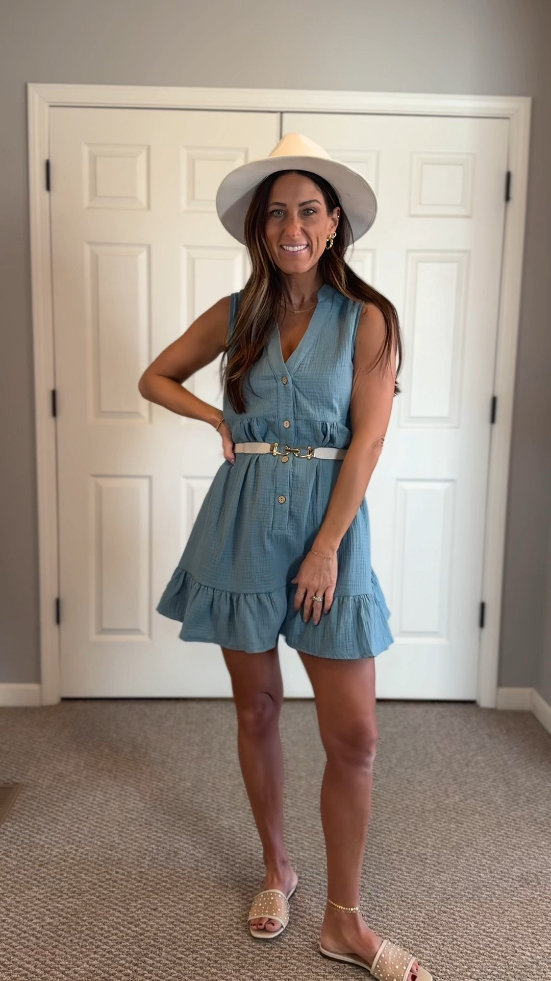 This Cupshe coverup can be worn multiple ways! A great bathing suit coverup, but also can totally be worn as a dress! Styled here with a hat, belt, and cute sandals! Perfect spring break or summer outfit! 

#LTKStyleTip #LTKSwim #LTKFindsUnder50
