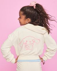 Girls Hello Kitty® Embroidered Velour Zip Up Hoodie - white | The Children's Place