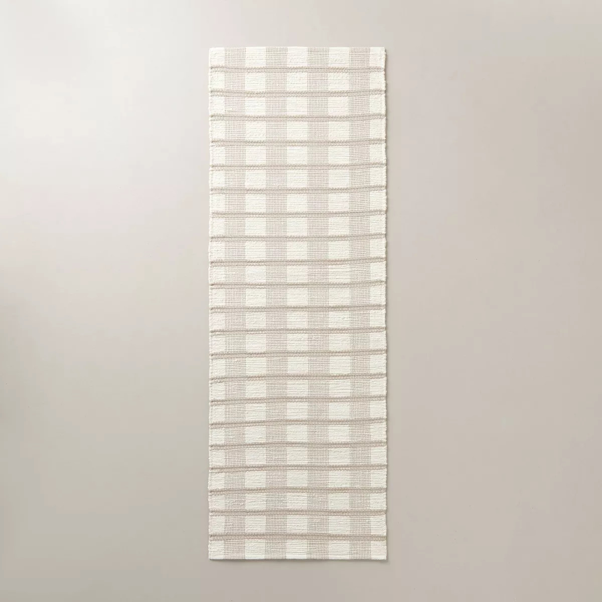 2'4"x7'' Rib Stripe Plaid Handmade Woven Runner Rug Tan/Cream/Khaki - Hearth & Hand™ with Magno... | Target