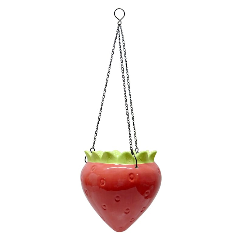 Sunny Club Strawberry Ceramic Hanging Outdoor Planter, 7" | At Home