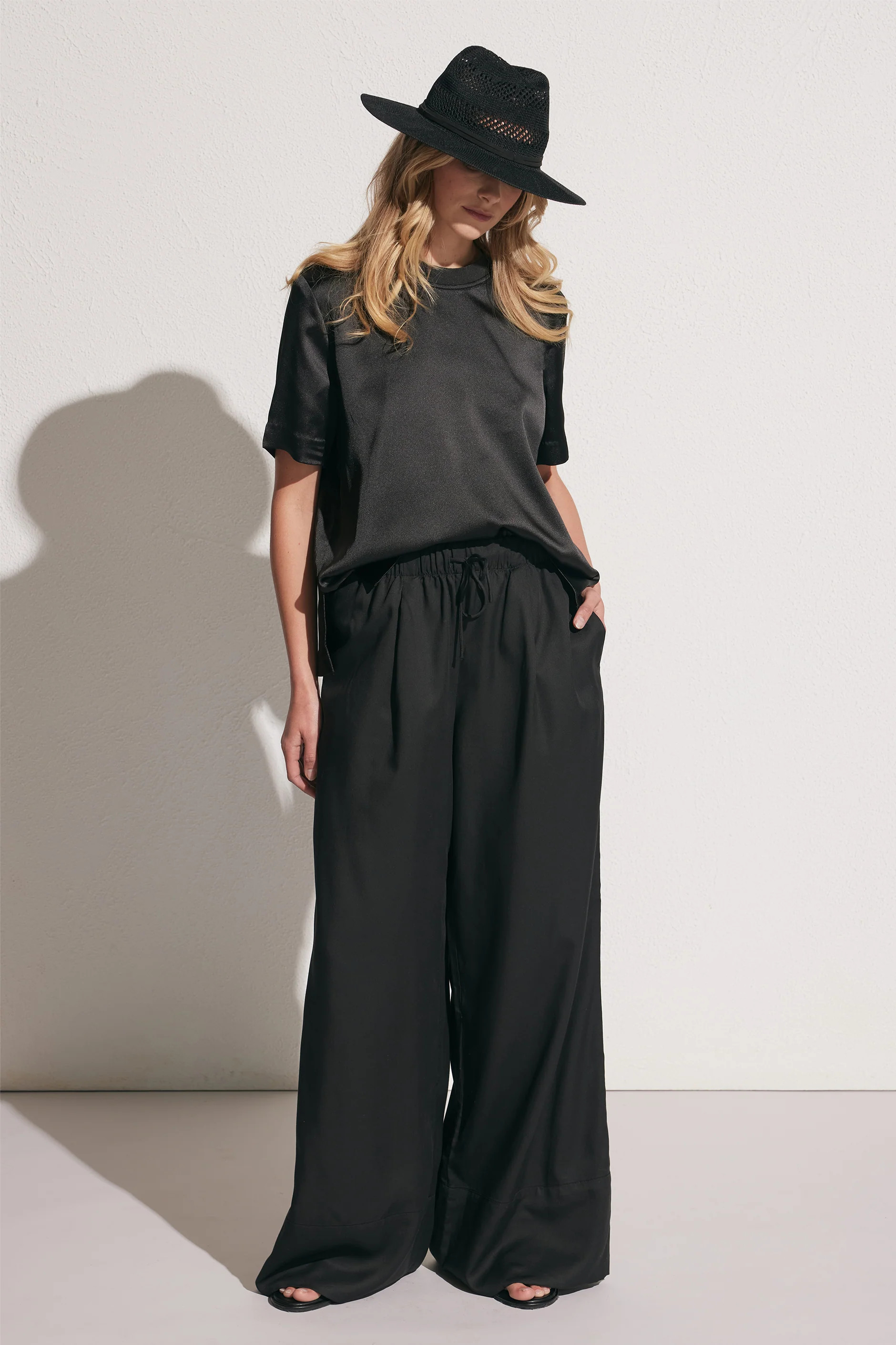 Phoebe Satin Tee  - Black | DECJUBA | DECJUBA