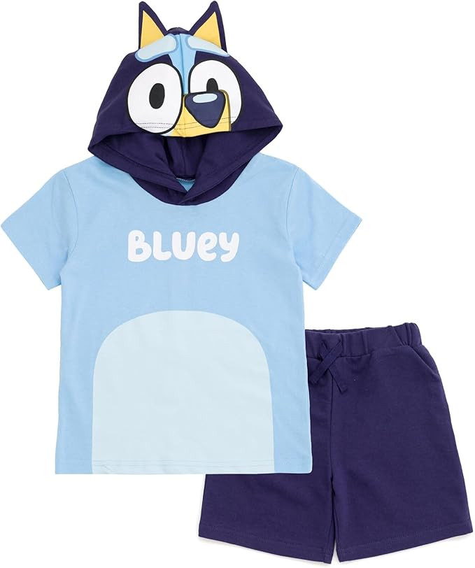 Bluey Hooded Cosplay T-Shirt and French Terry Shorts Outfit Set Toddler to Little Kid | Amazon (US)