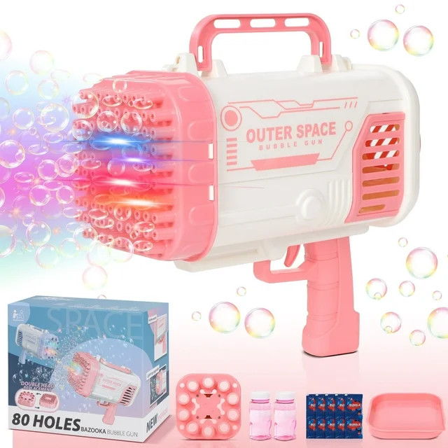 Wisairt Bubble Machine,80 Holes Bubble Blowing Toys with Replaceable Nozzles,2 Bubble Solution an... | Walmart (US)