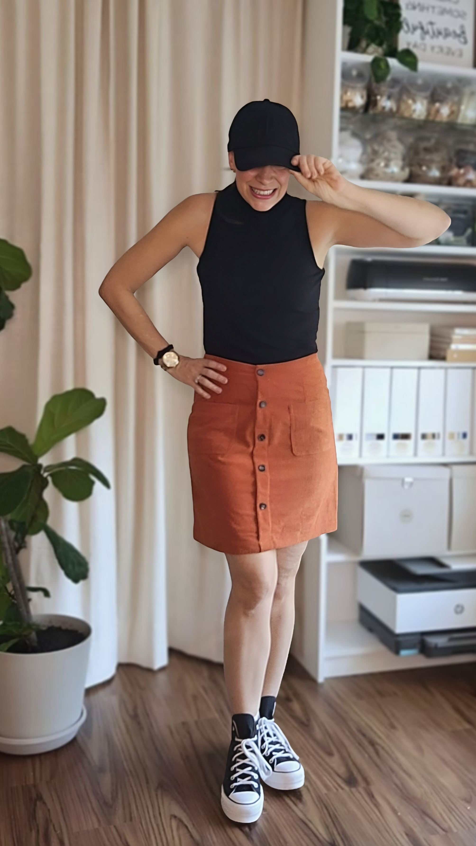 40% OFF! 🍂 This might be the BEST fall skirt I own. I love the rust corduroy, but what really sold me is the fit — it sits right at my waist, actually gives me shape, and it’s comfortable enough that I’ll wear it for everyday life.

And because fall in Florida is still HOT 😂, I can wear it now with a fitted tank + sneakers and later add a denim shirt, long-sleeve top or boots when it finally cools down.

It has pockets, the cutest button-front detail, and comes in several colors. Currently 40% off, so I linked it here while it’s on sale! 🤎🍁 

 #LTKSeasonal #LTKActive #LTKOver40