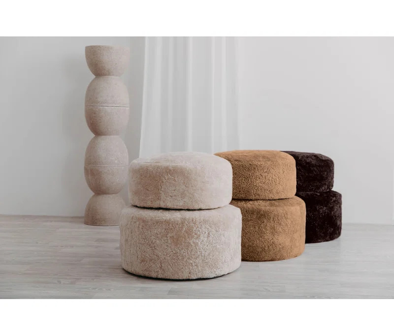 Shorn Curly Sheepskin Ottoman Medium | Wayfair North America