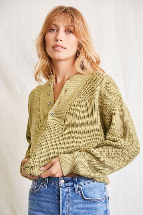 Purl-Yoke Buttoned Sweater | Forever 21 (US)