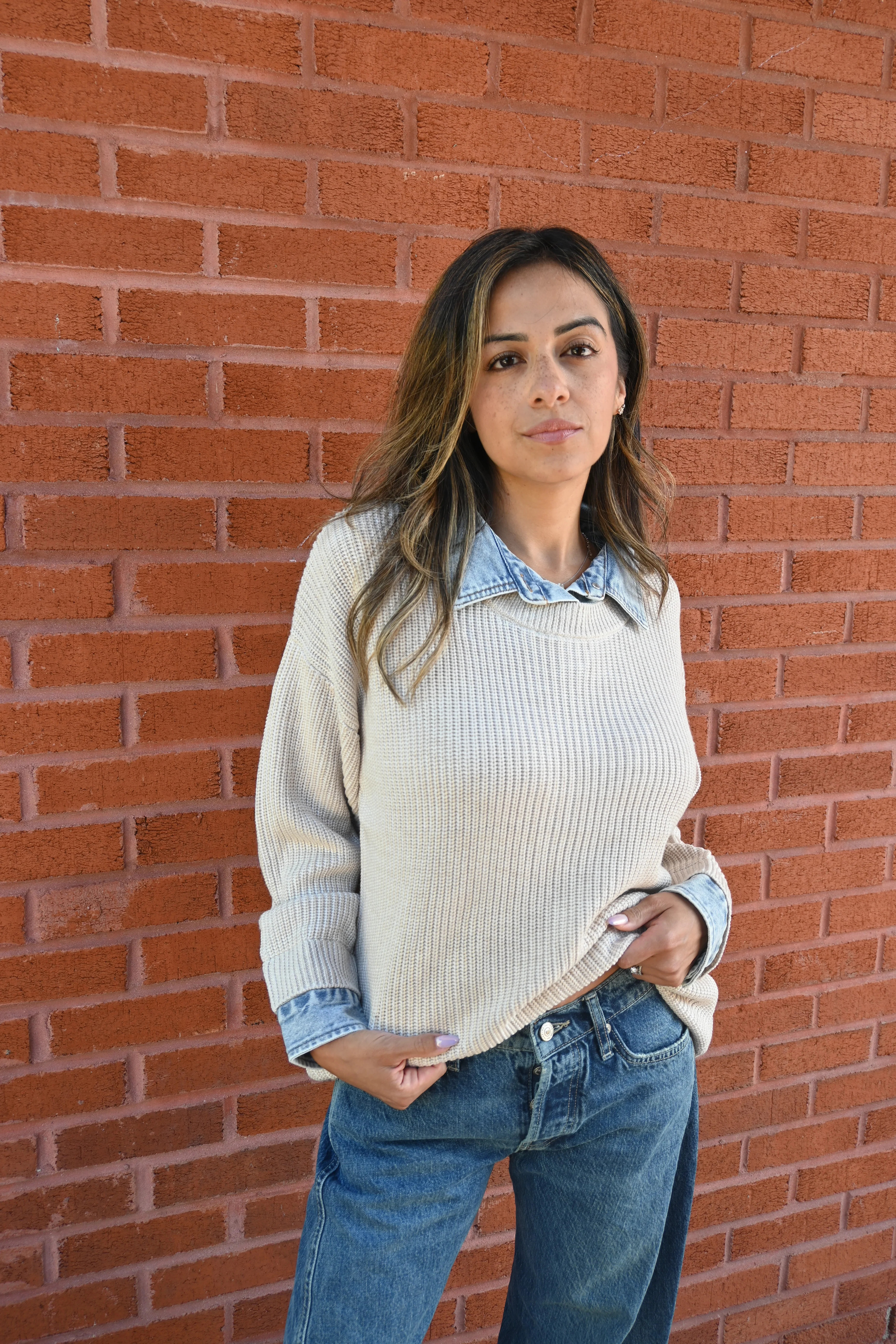 Denim Cuffed Sweater | Studio 4 Threads