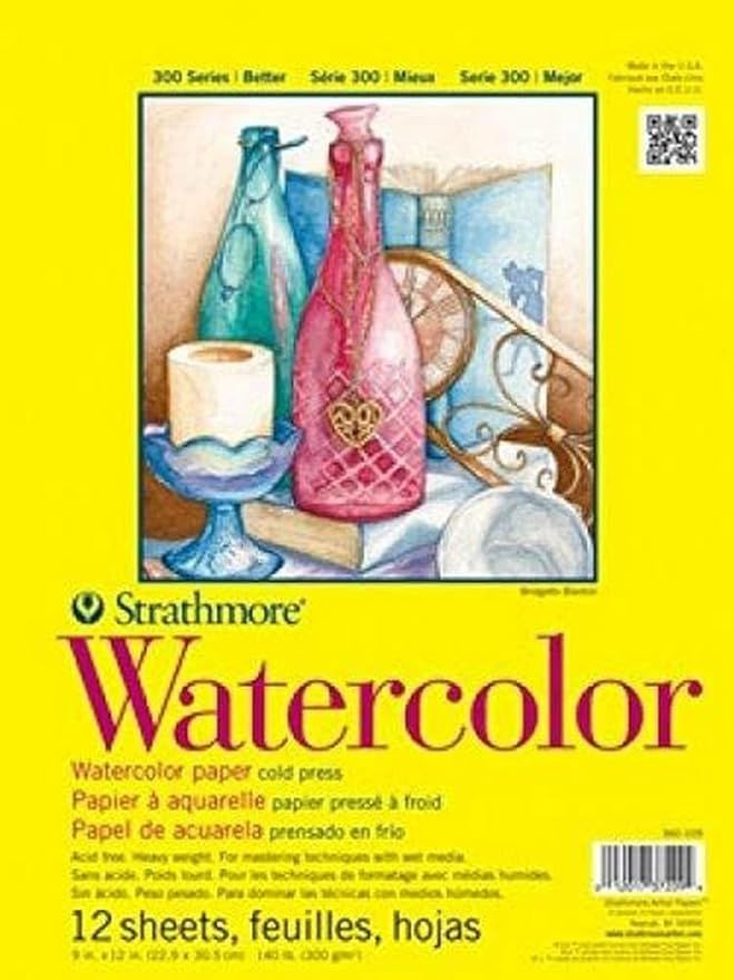 Strathmore 300 Series Watercolor Paper Pad, Tape Bound, 9x12 inches, 12 Sheets (140lb/300g) - Art... | Amazon (US)