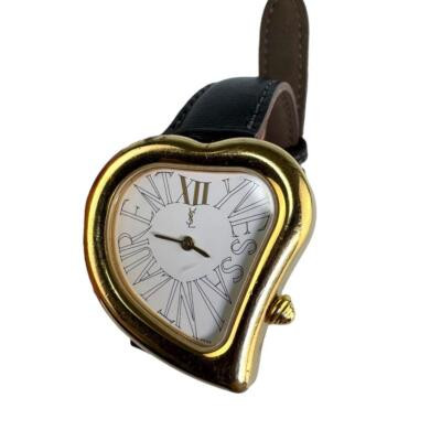 Used Yves Saint Laurent Heart Women Watch Quartz Black Belt White Dial No Box  | eBay | eBay US