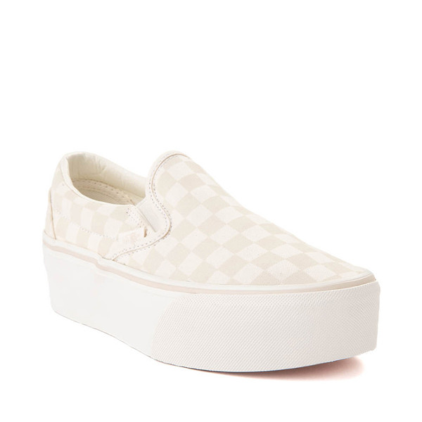 Vans Slip-On Stackform Checkerboard Skate Shoe - Marshmallow White / Turtledove White | Journeys
