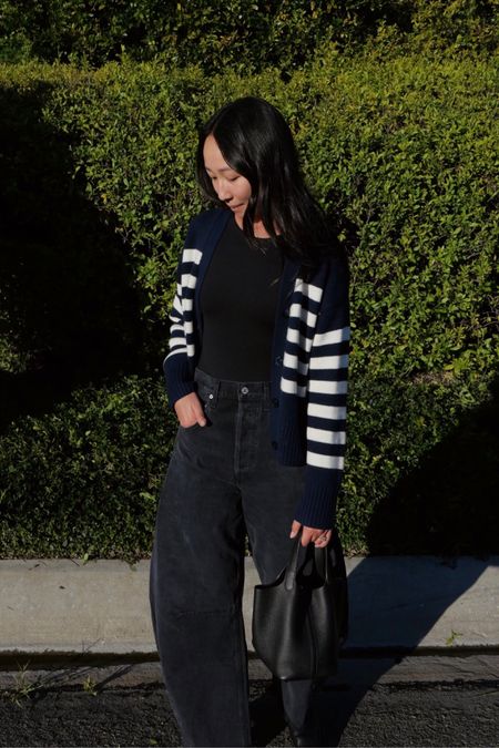 Relaxed but not baggy, boyish yet chic— this KULE rugby stripe cardigan goes with every outfit. Paired with my favourite Citizens of Humanity Horseshoe Denim 🖤🖤

#LTKstyletip #LTKeurope #LTKSeasonal