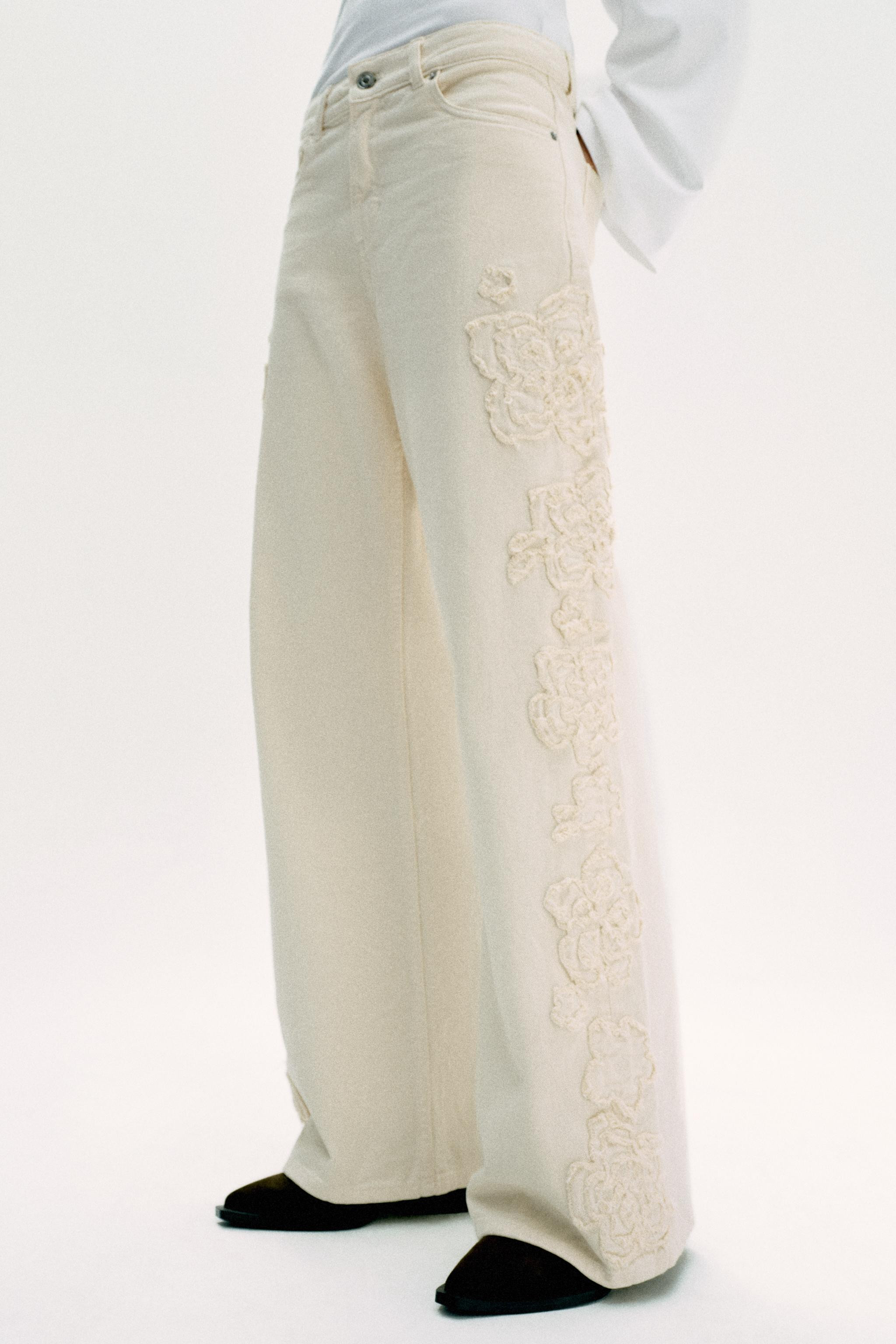 Z1975 MID-RISE WIDE-LEG STRUCTURED FLORAL JEANS | Zara US