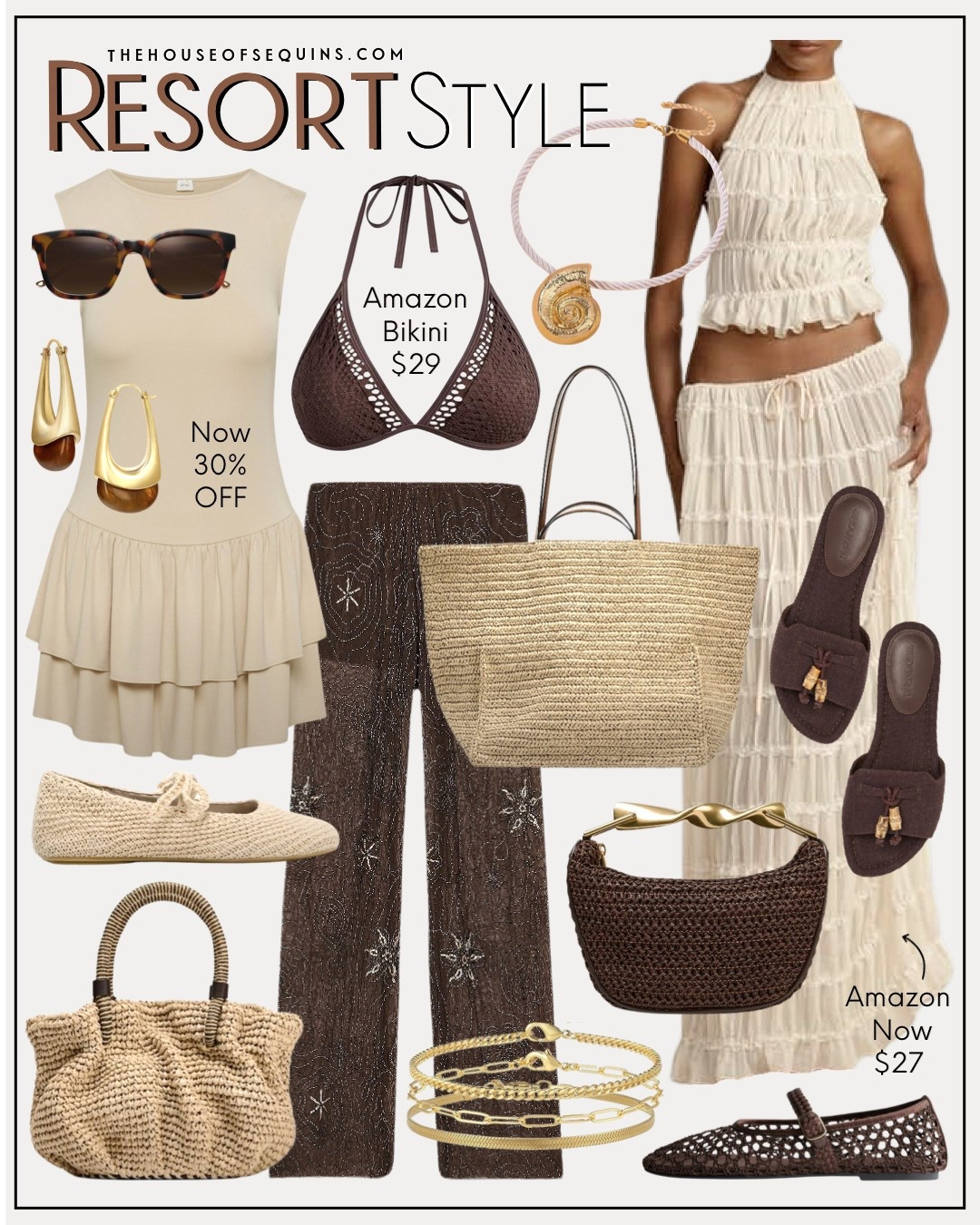 Shop Resortwear and vacation outfit finds! Amazon fashion matching set, Aritzia dress, crochet bikini, sequin pants, swimsuit coverup, beach bag, straw bag, raffia sandals, crochet Mary Jane flats, mesh flats woven flats and more! 

#LTKItBag #LTKTravel #LTKShoeCrush