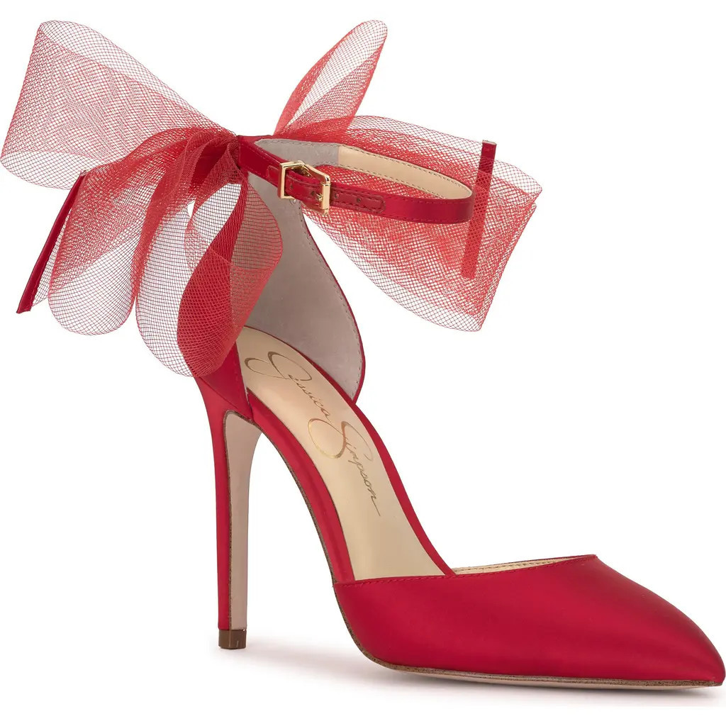 Jessica Simpson Phindies Ankle Strap Pointed Toe Pump in Red Muse at Nordstrom, Size 6.5 | Nordstrom